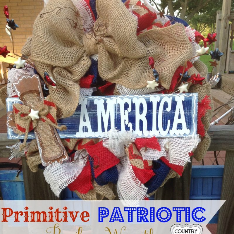 Primitive Patriotic Burlap Wreath