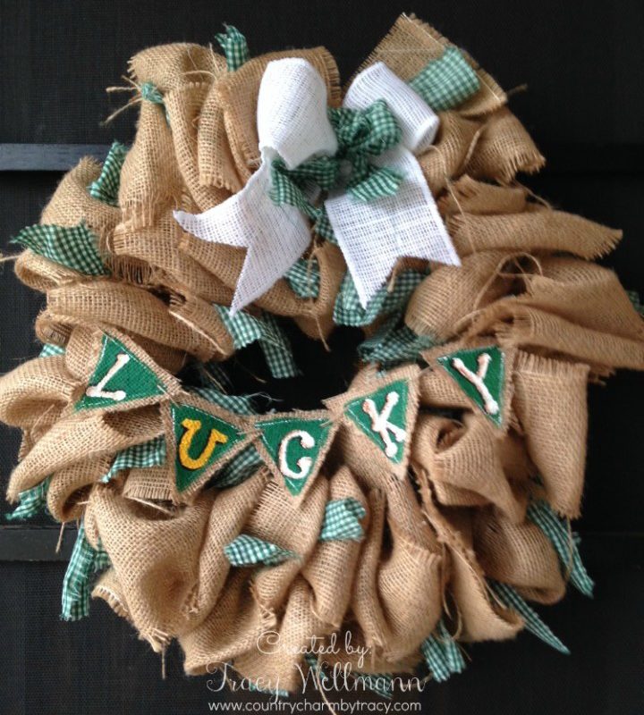 St. Patty’s Day Rustic and Country Burlap Wreath