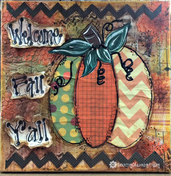 ♥ Welcome Fall Y’all Pumpkin Mixed Media Home Decor