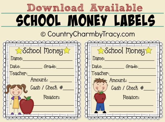 School Money Labels Download Available