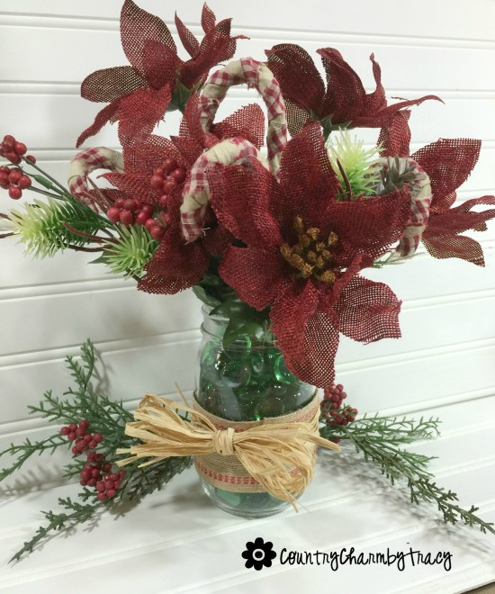 Simple Rustic Christmas Arrangement using Dollar Tree Flowers