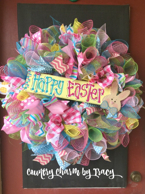 Happy Easter Wreath with a Whole Lotta Ribbon