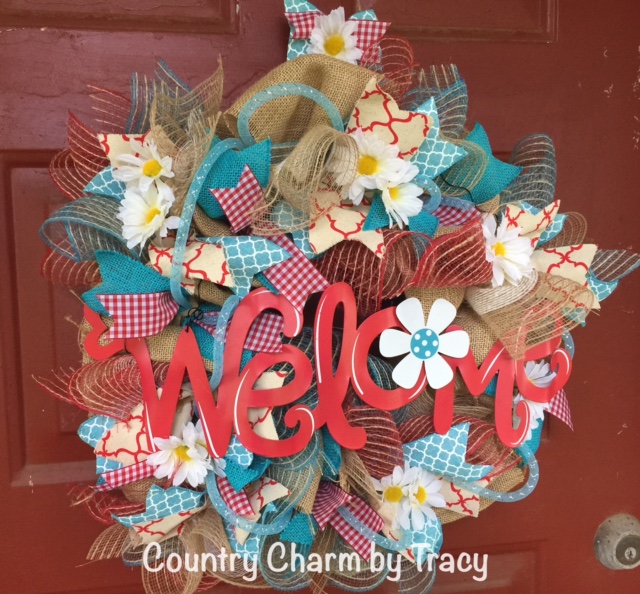Welcome Daisy Burlap Wreath