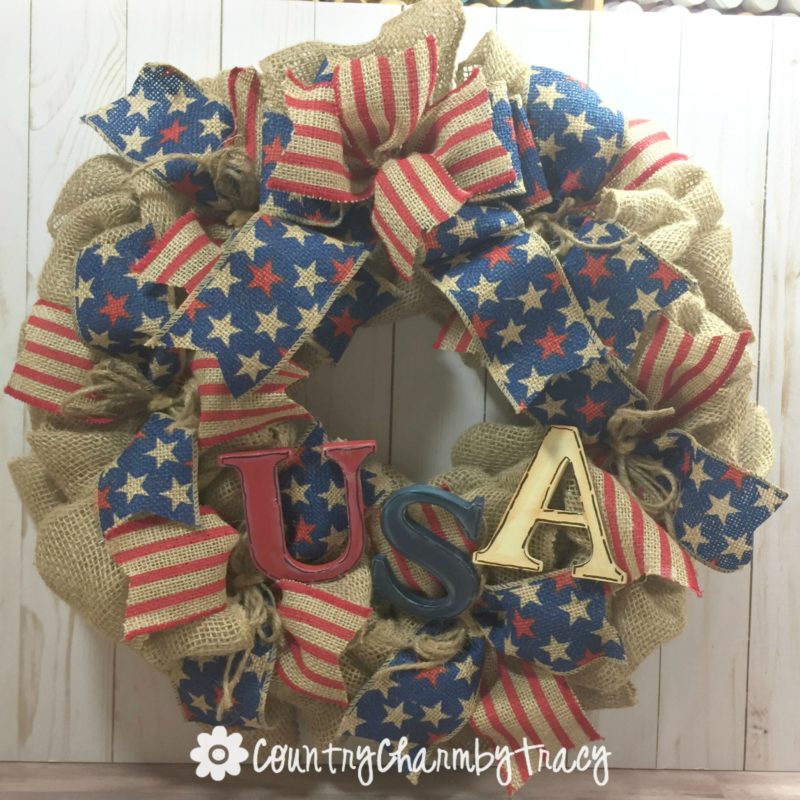 USA Burlap Wreath