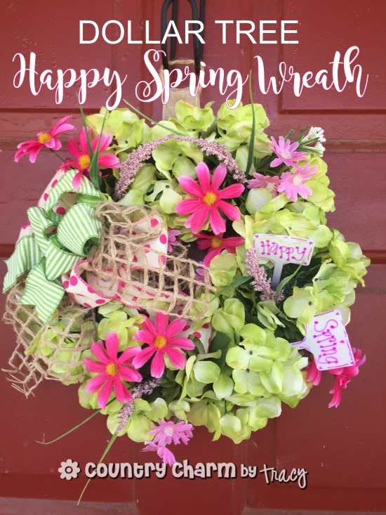 DOLLAR TREE Happy Spring Wreath / Small Space Wreath