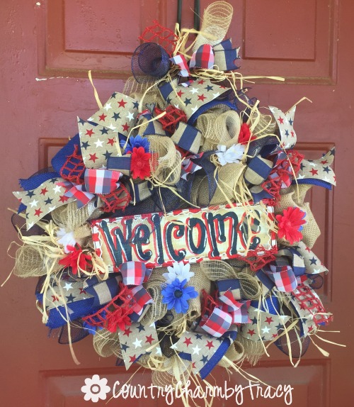 Americana Rustic Burlap Wreath