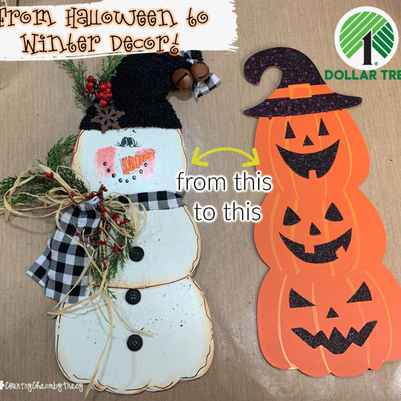 How I Painted a Primitive Country Snowman || Turning a Halloween Sign into Snowman Decor